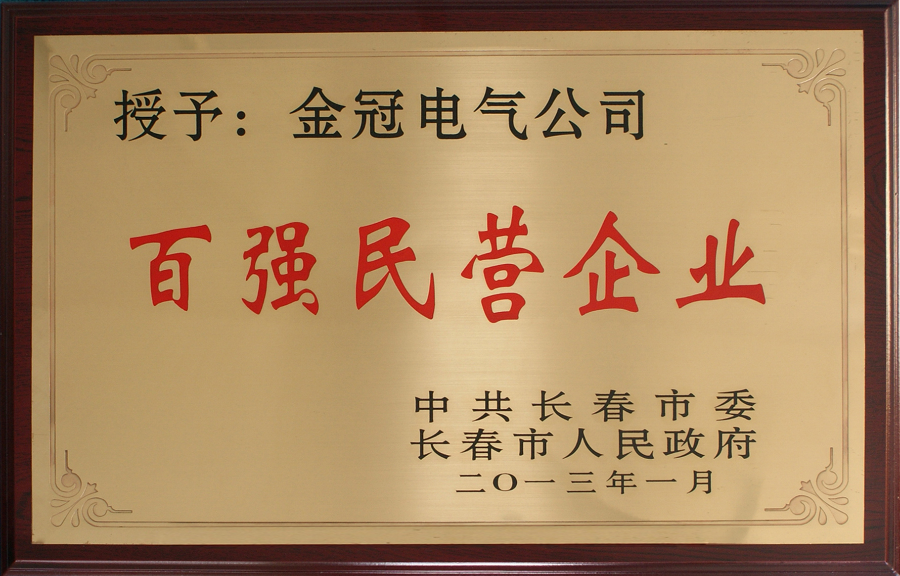 2013年長春市百強(qiáng)民營企業(yè)